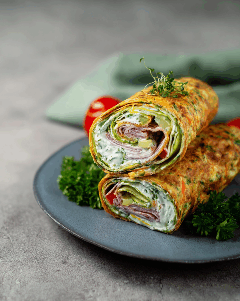 Leckere Low Carb Gemüse-Rolle mit Kräuterquarkfüllung – Perfekt für deine Lunchbox