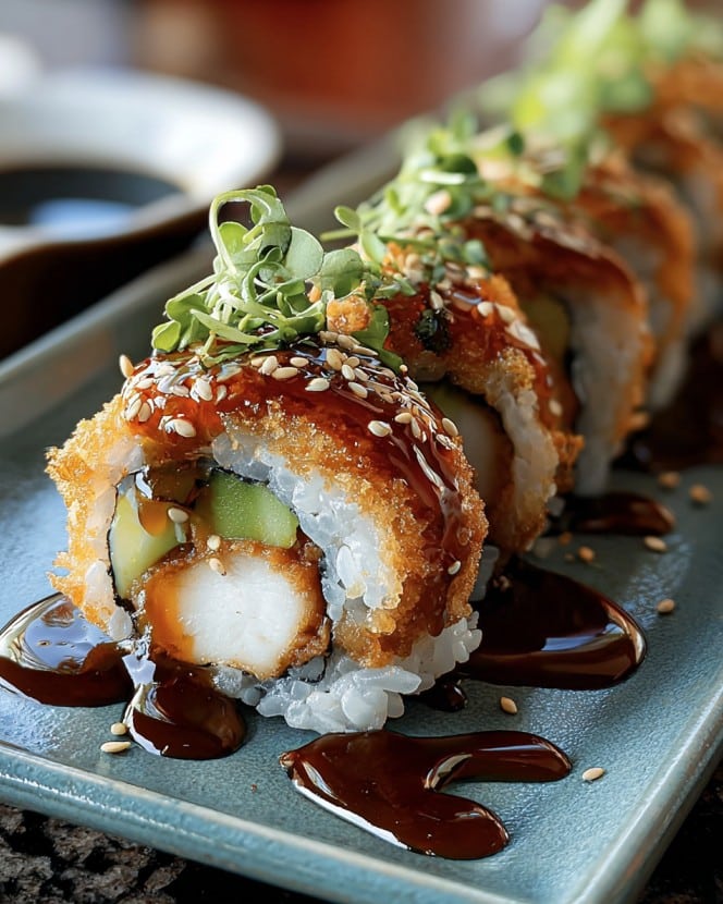 Knusprige Hähnchen Tempura Rolle – Sushi-Fusion Genuss | Gesundes Essen Rezepte für Zuhause