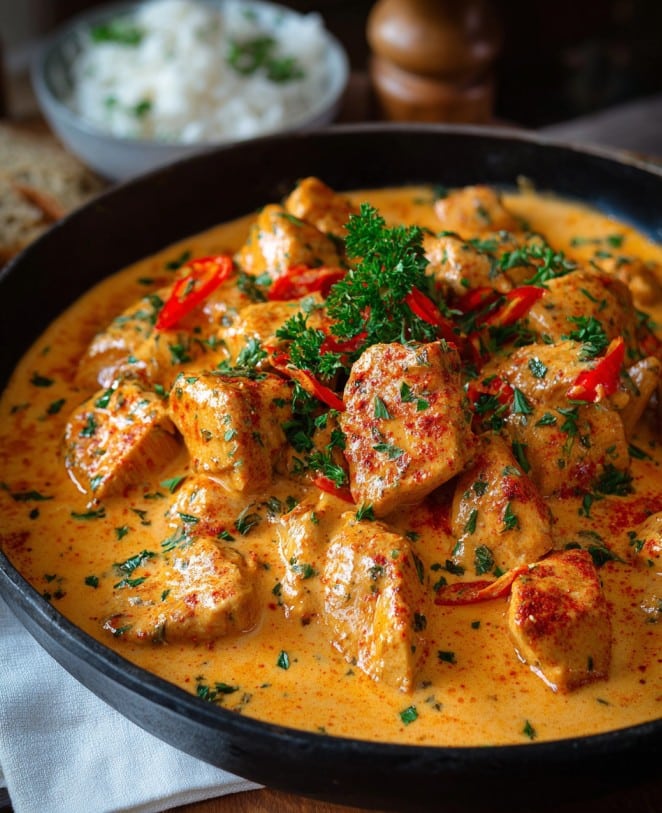 Paprika-Sahne-Hähnchen: Ein cremiges Hähnchenrezept für jedes Familienessen