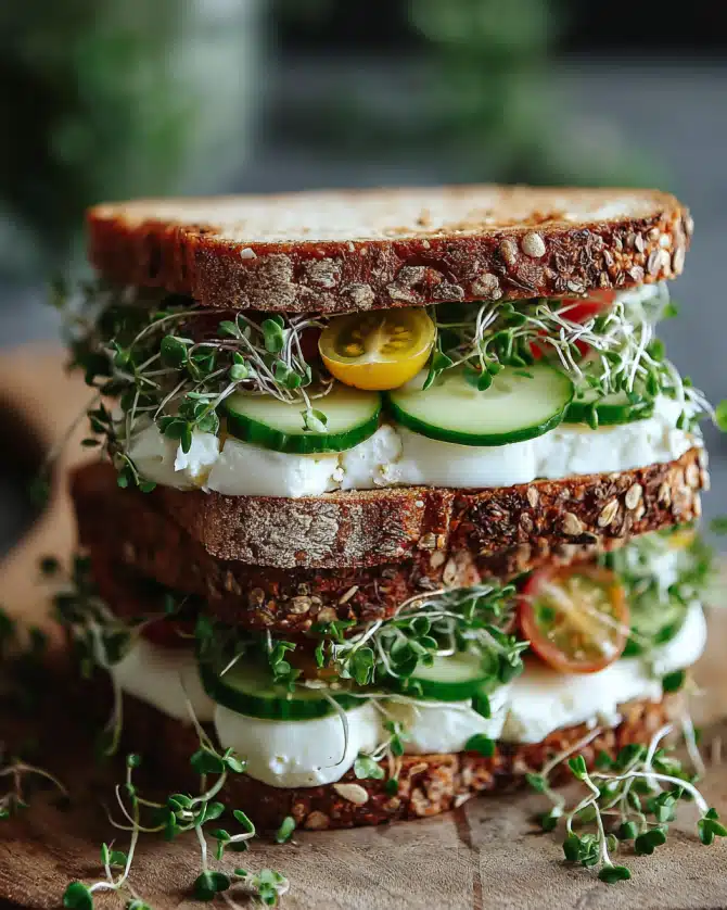 Mozzarella-Gurken-Sandwich mit Kresse: Frisch, Leicht und Voll im Geschmack