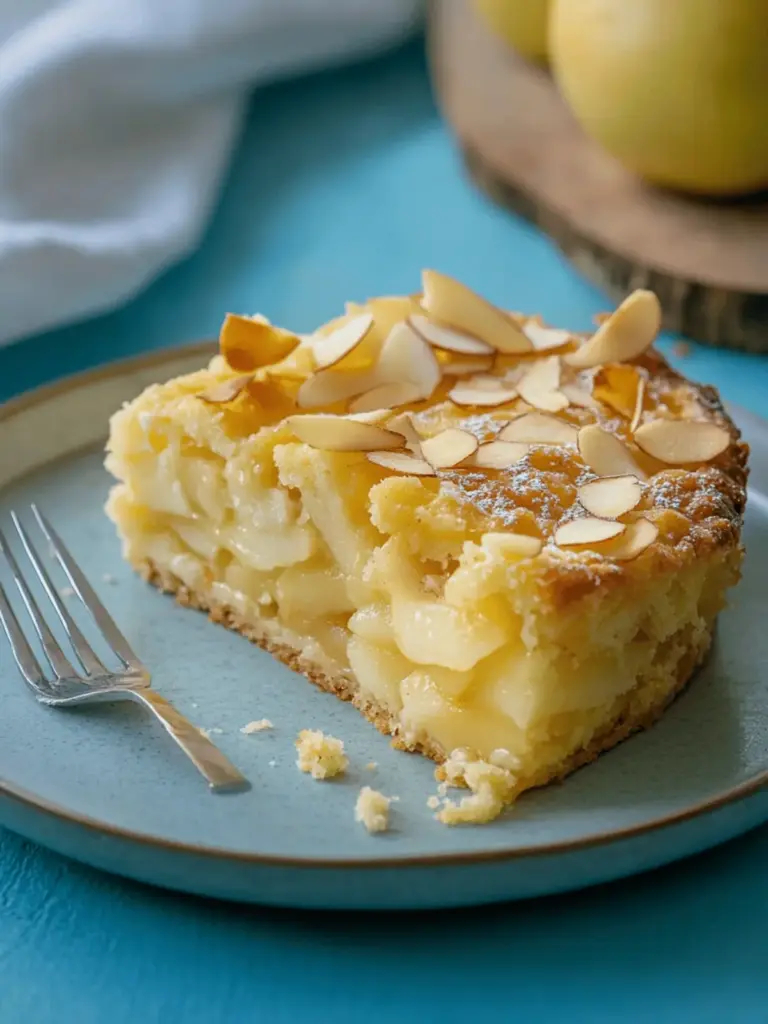 Apple sour cream cake from the tray - Grandma's delicious apple cake with vanilla pudding