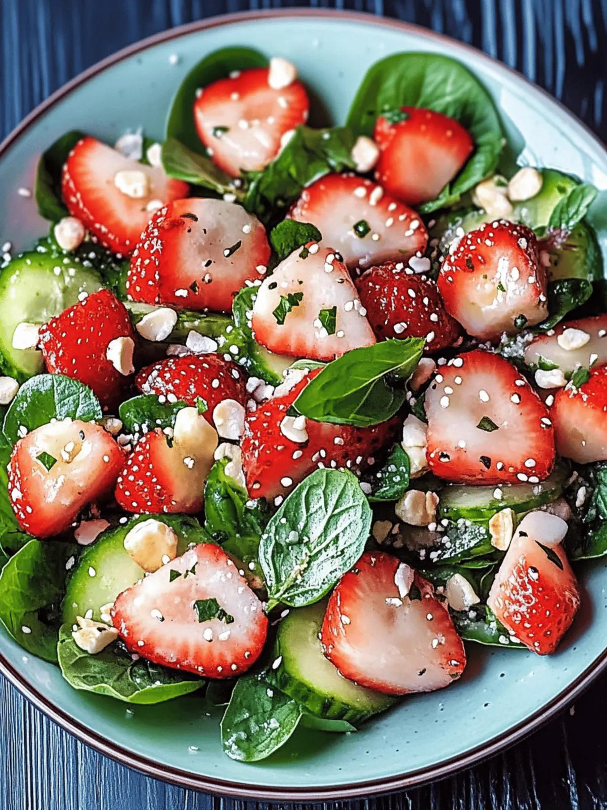 Frischer Sommer Salat mit Erdbeeren und Spinat 4 Sommer Salat
