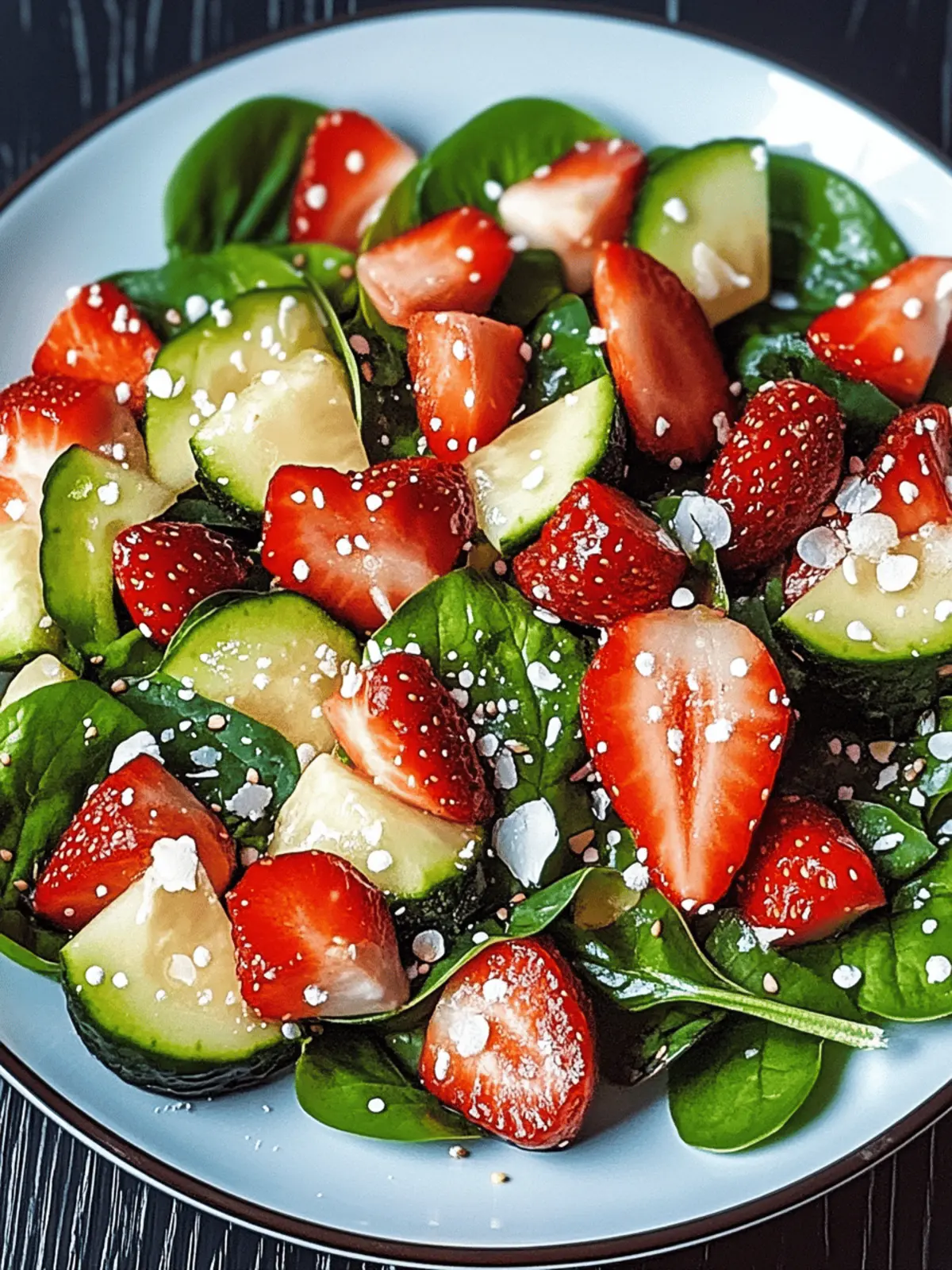 Frischer Sommer Salat mit Erdbeeren und Spinat 3 Sommer Salat