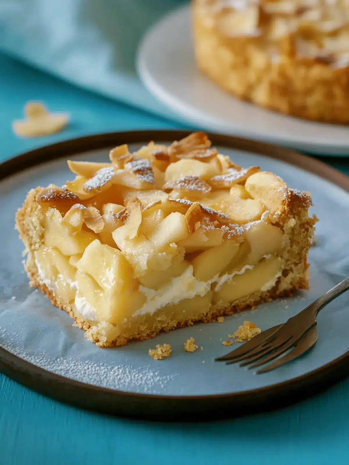 Apple sour cream cake from the tray - Grandma's delicious apple cake with vanilla pudding