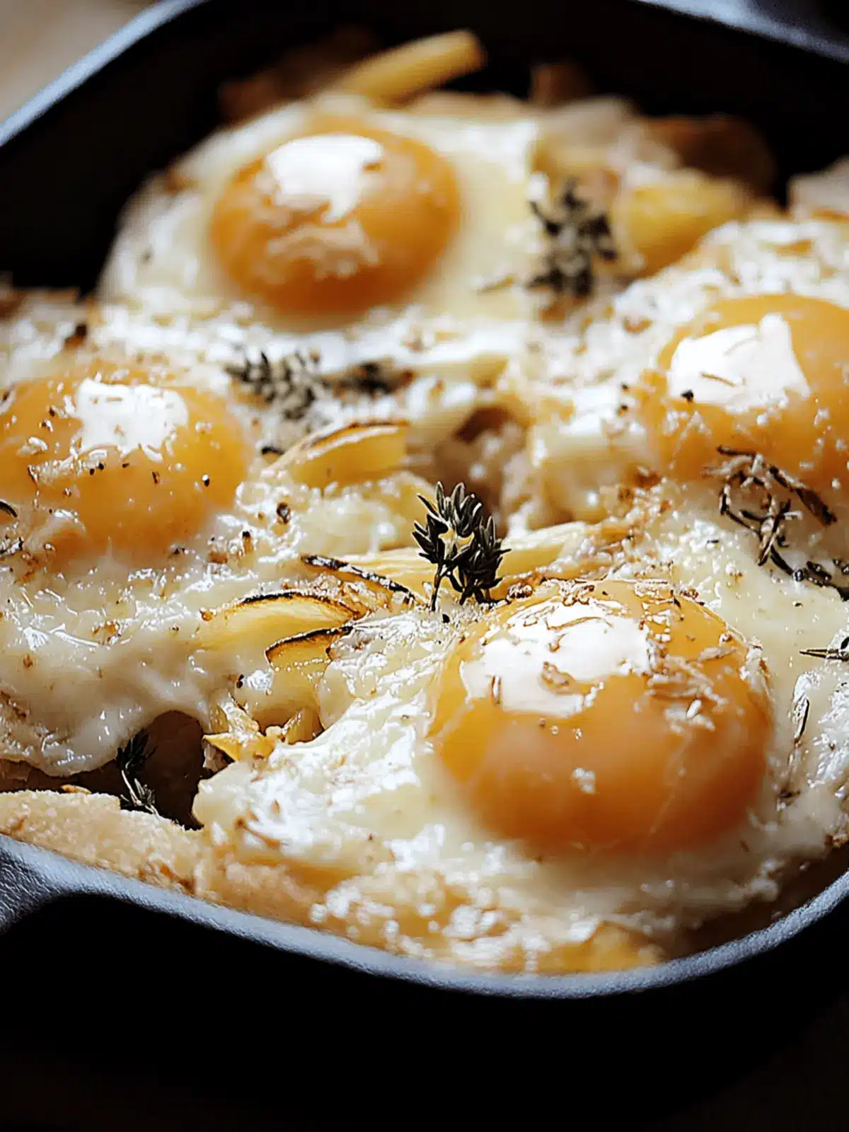 Baked eggs with onions and cheese