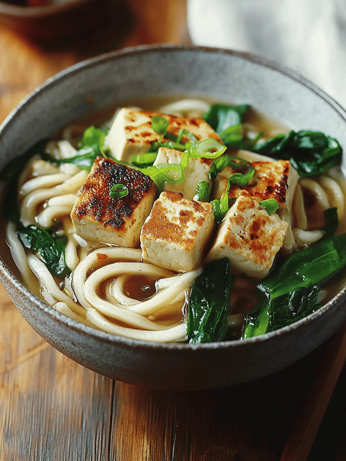 Udon mit Tofu und asiatischem Blattgemüse