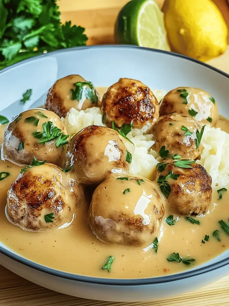 Hackbällchen in cremiger Sauce mit Kartoffelpüree