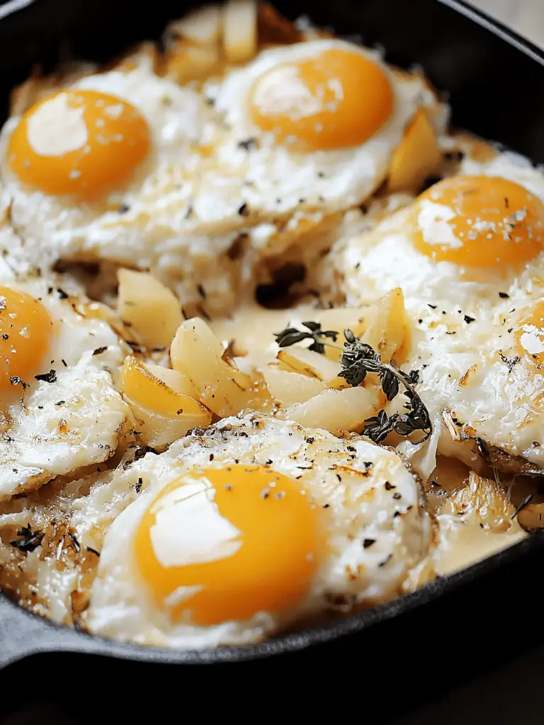 Baked eggs with onions and cheese