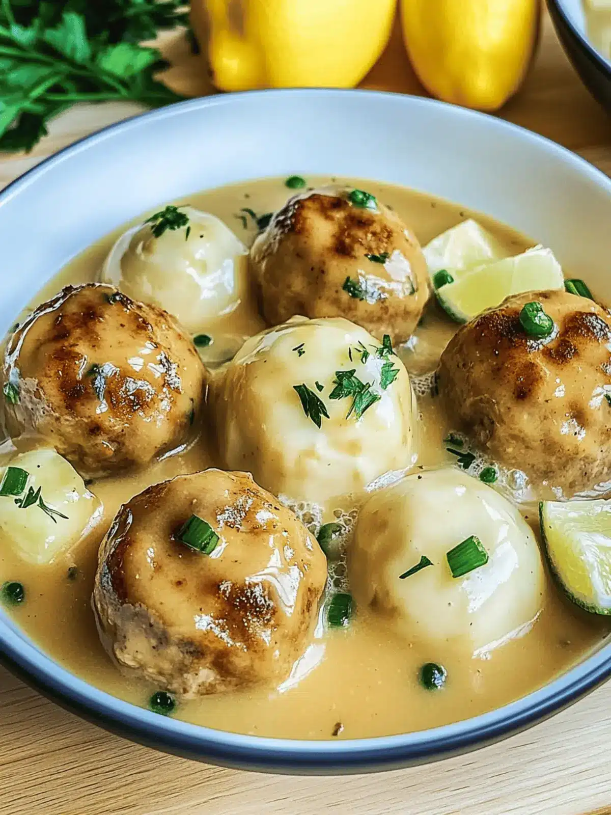Hackbällchen in cremiger Sauce mit Kartoffelpüree