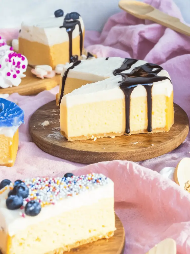 Käsekuchen als Kuchen-Sticks