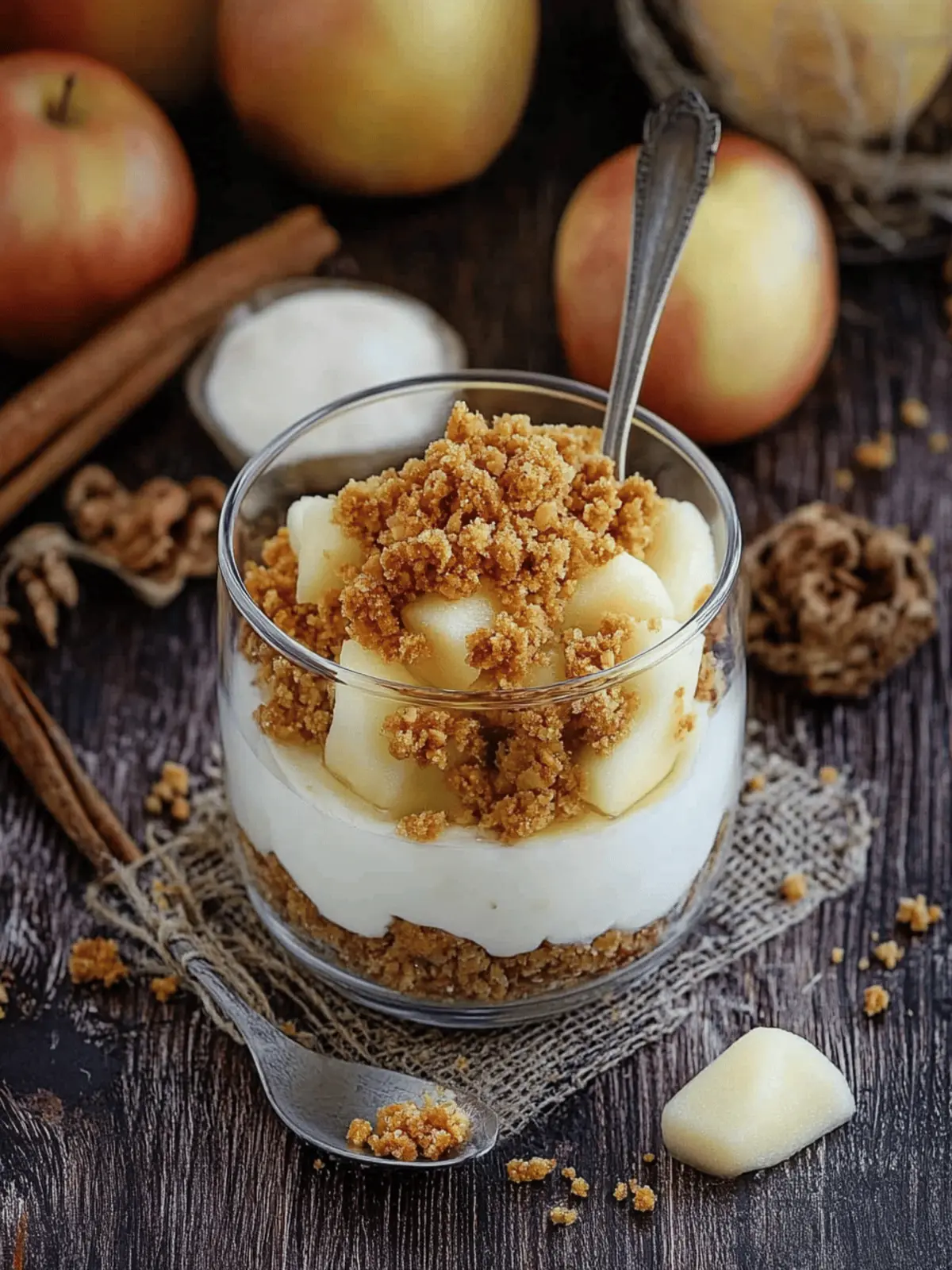 Apfel-Crumble im Glas