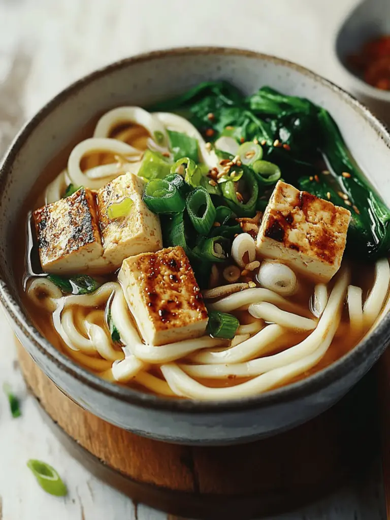 Udon mit Tofu und asiatischem Blattgemüse