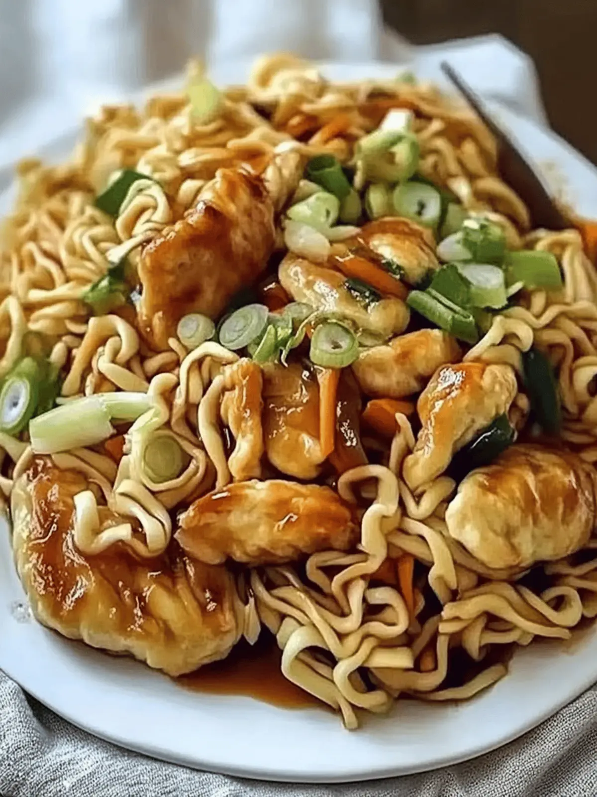 Chinesische gebratene Nudeln mit Hähnchen