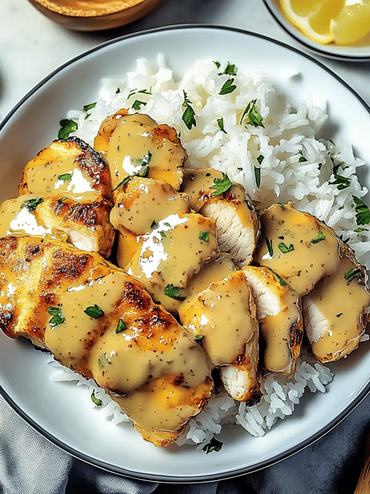 Honig Senf Hähnchen mit Reis