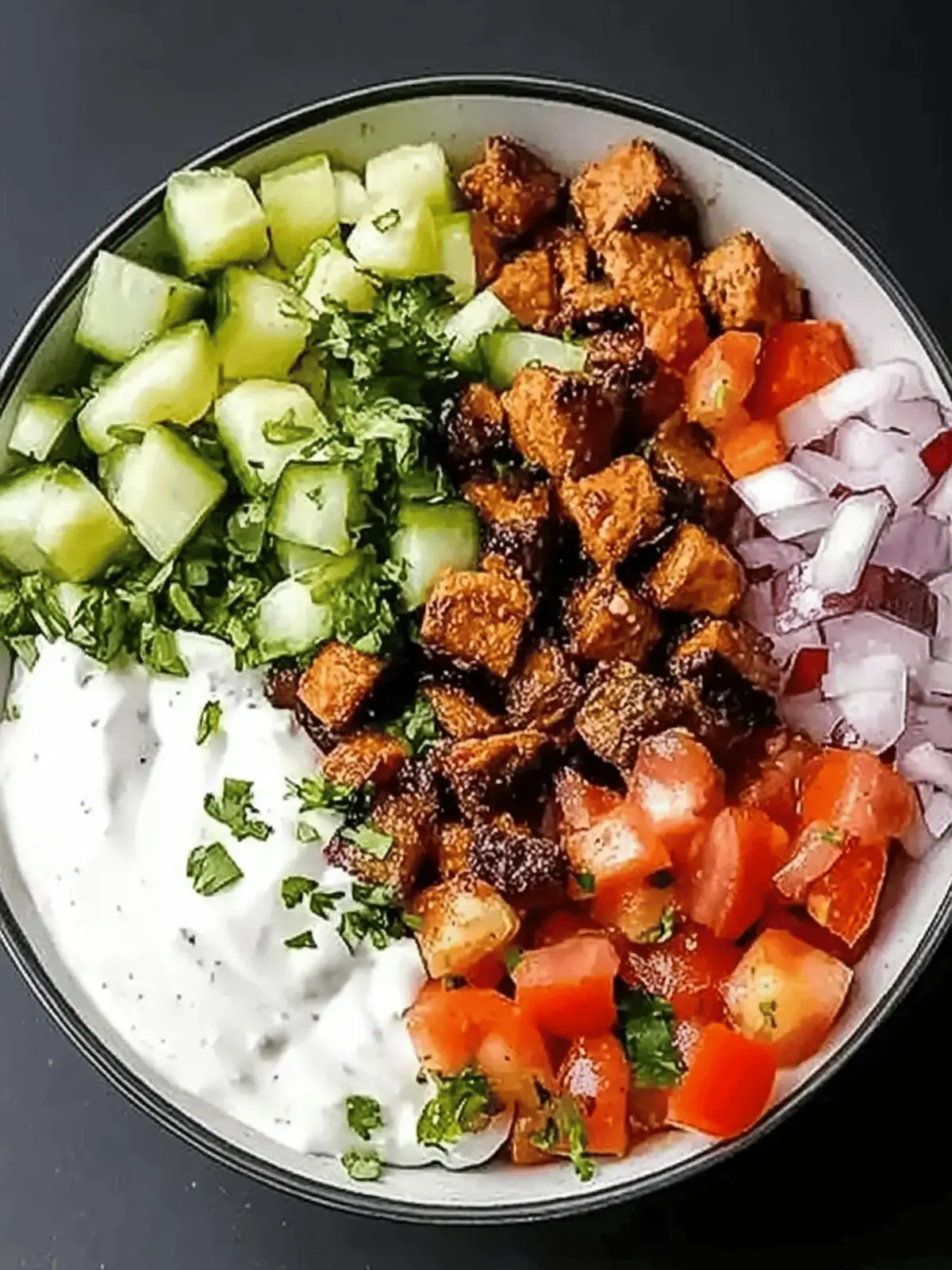 Nährstoffreiche Süßkartoffel-Burrito-Bowl genießen 3 Kebab-Schüssel