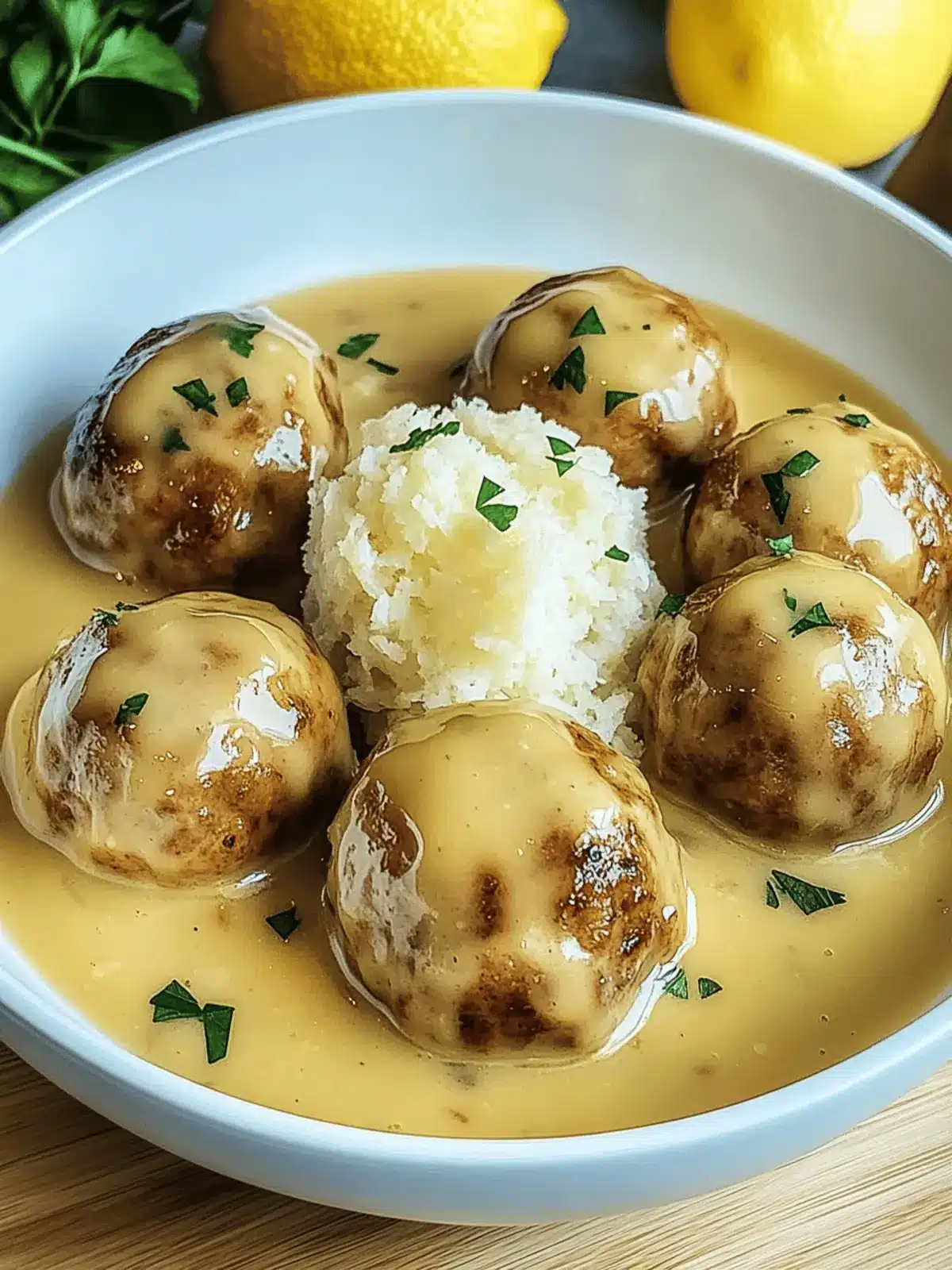 Hackbällchen in cremiger Sauce mit Kartoffelpüree
