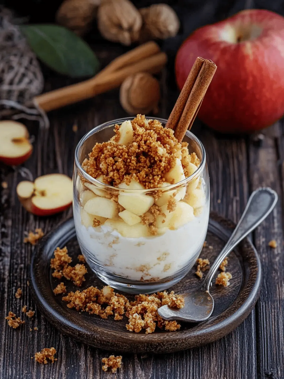 Apfel-Crumble im Glas