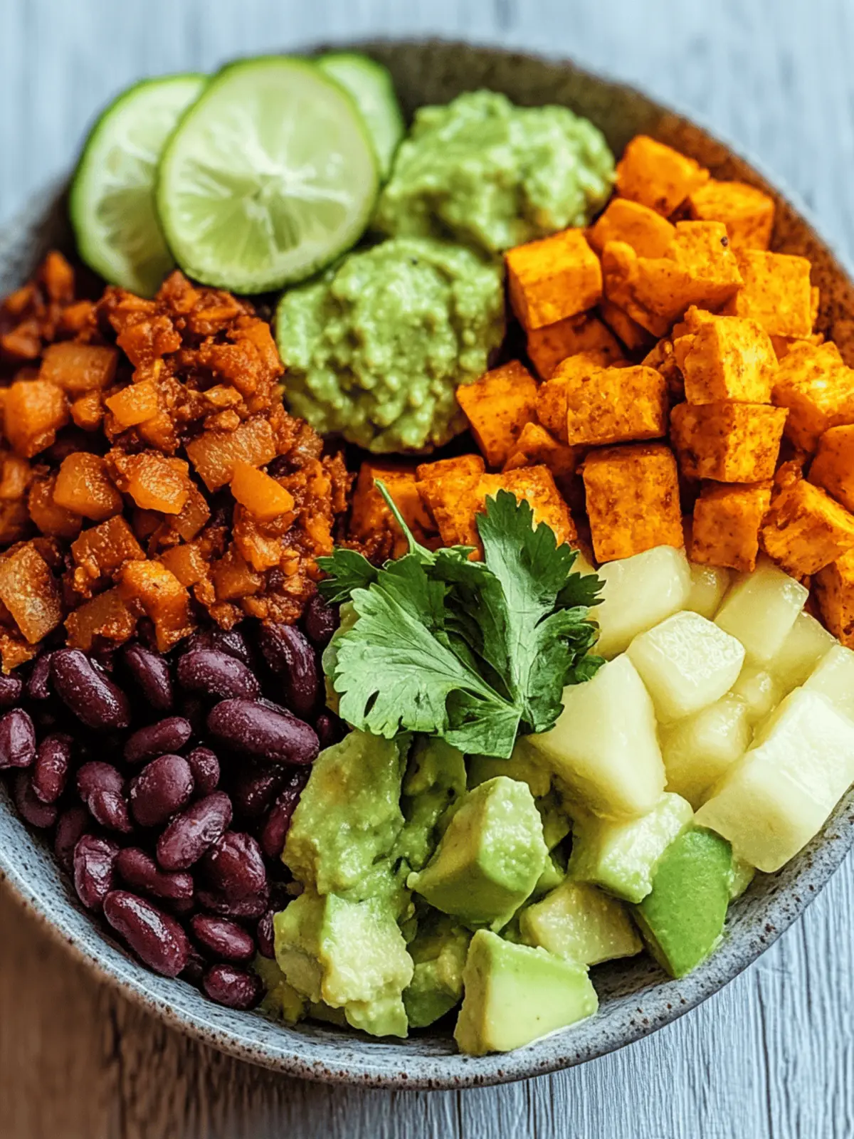 Süßkartoffel Burrito Schüssel