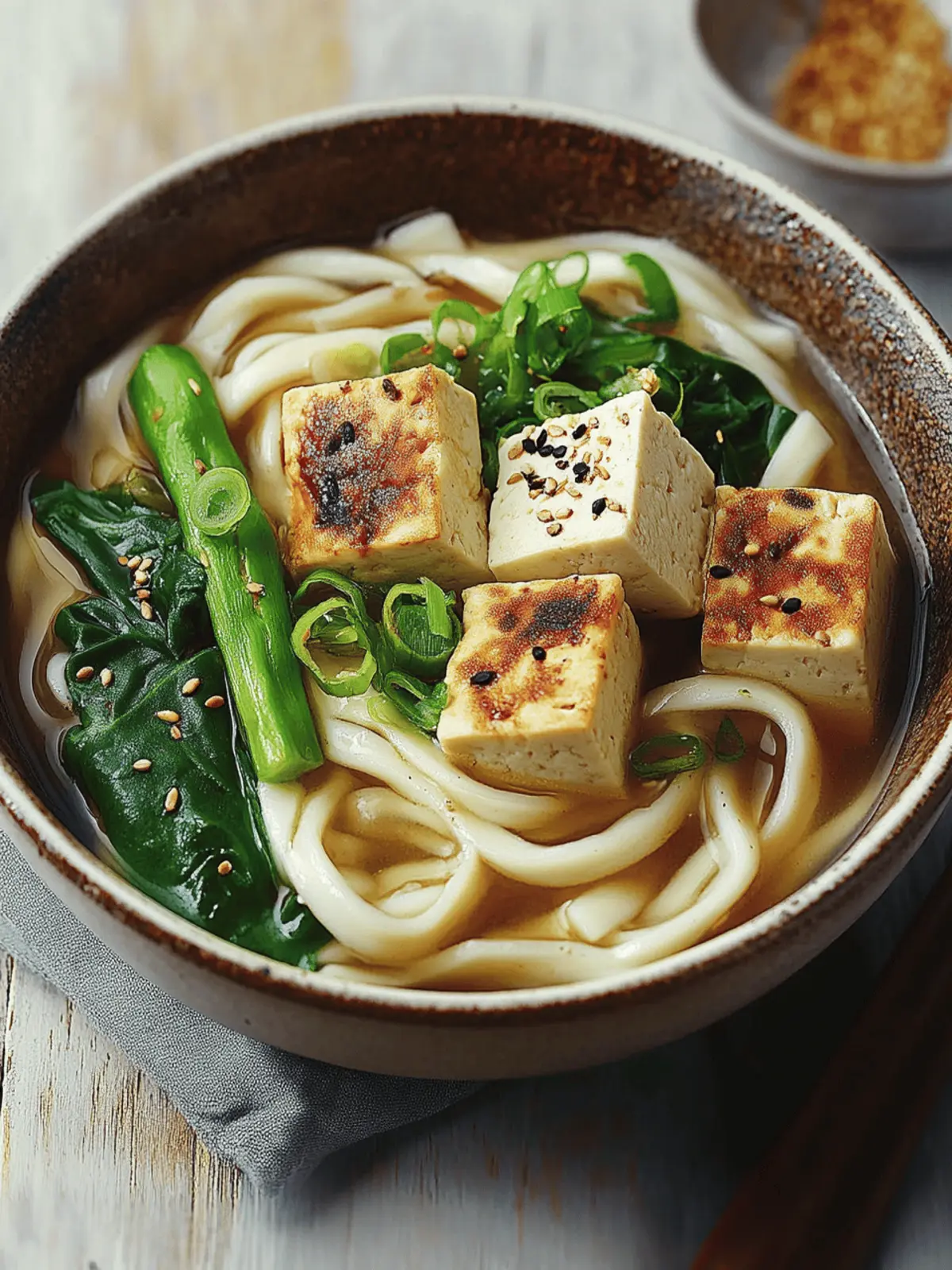 Udon mit Tofu und asiatischem Blattgemüse