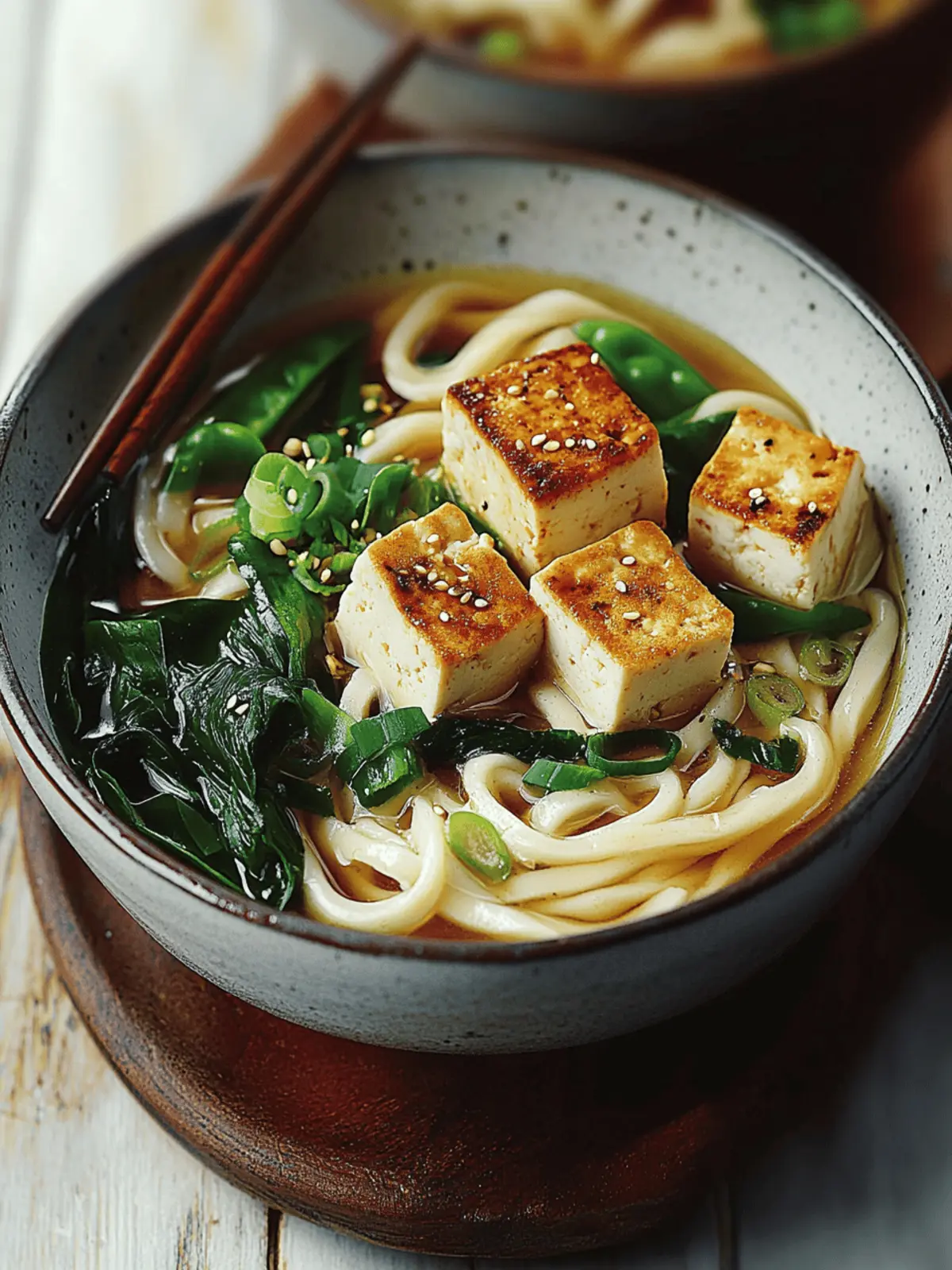 Udon mit Tofu und asiatischem Blattgemüse