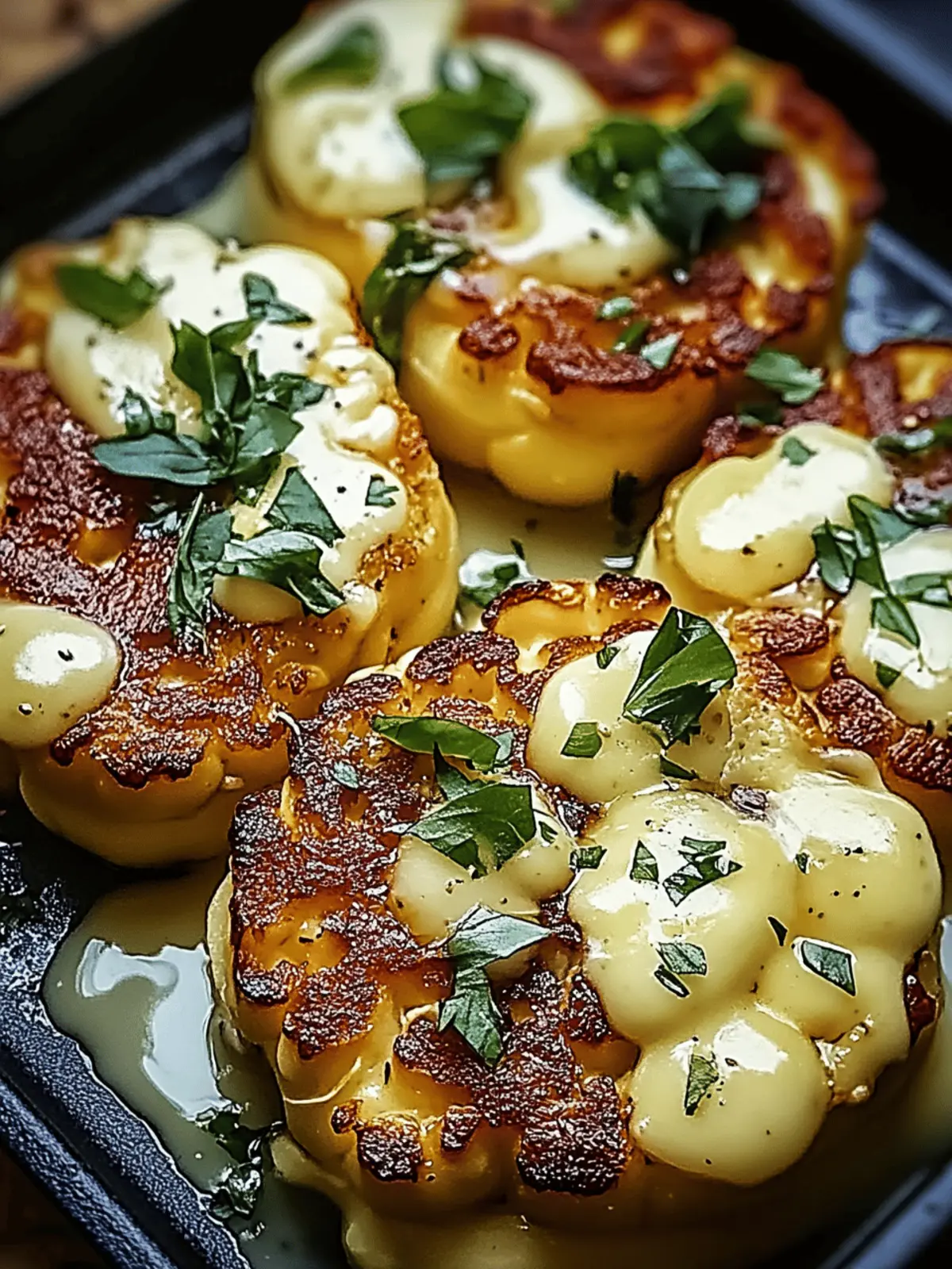 Baked cauliflower steaks with mozzarella