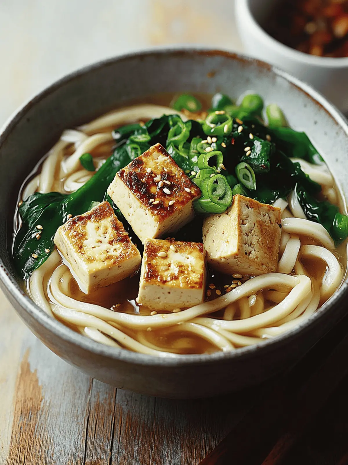 Udon mit Tofu und asiatischem Blattgemüse