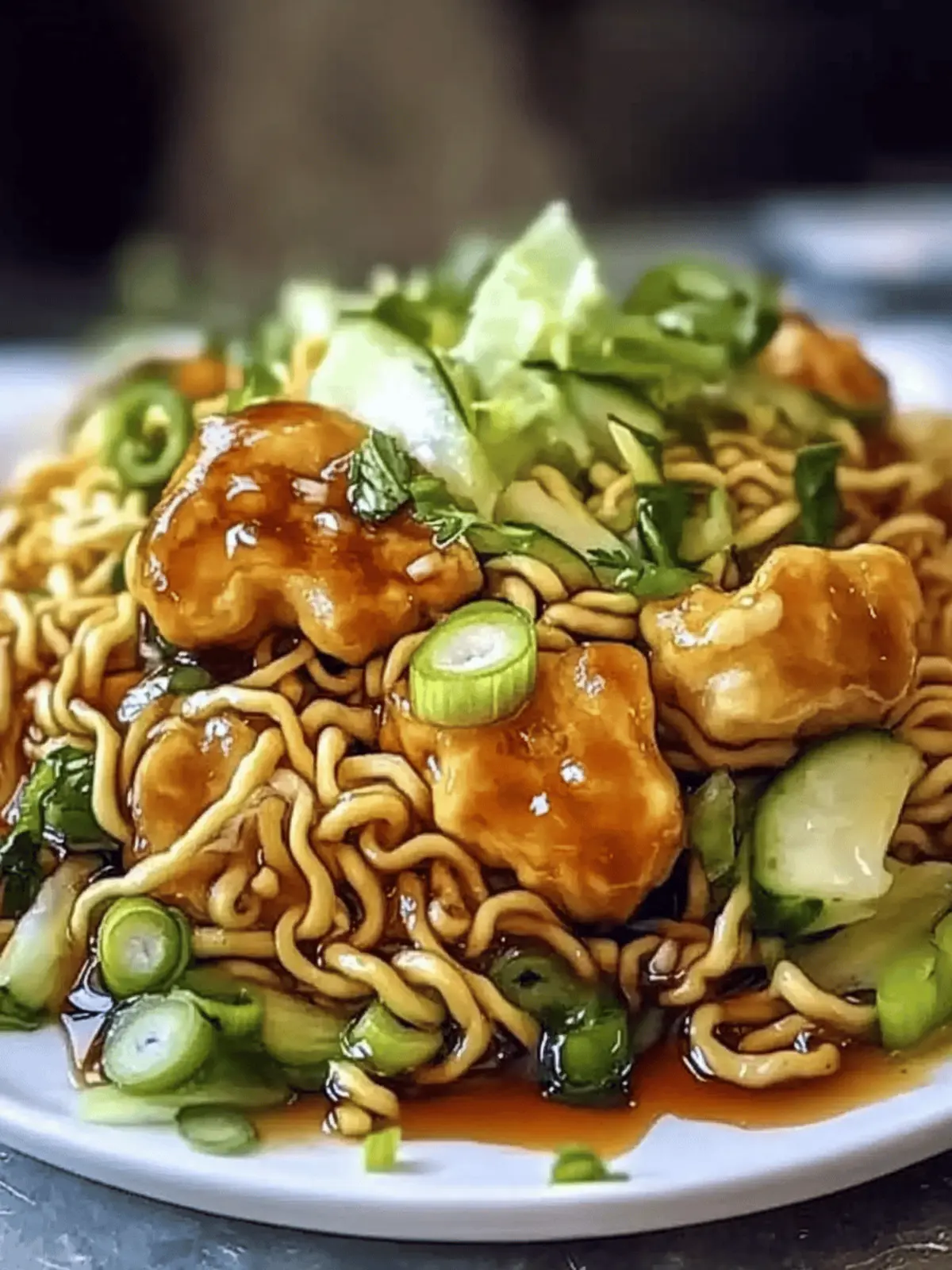 Chinesische gebratene Nudeln mit Hähnchen