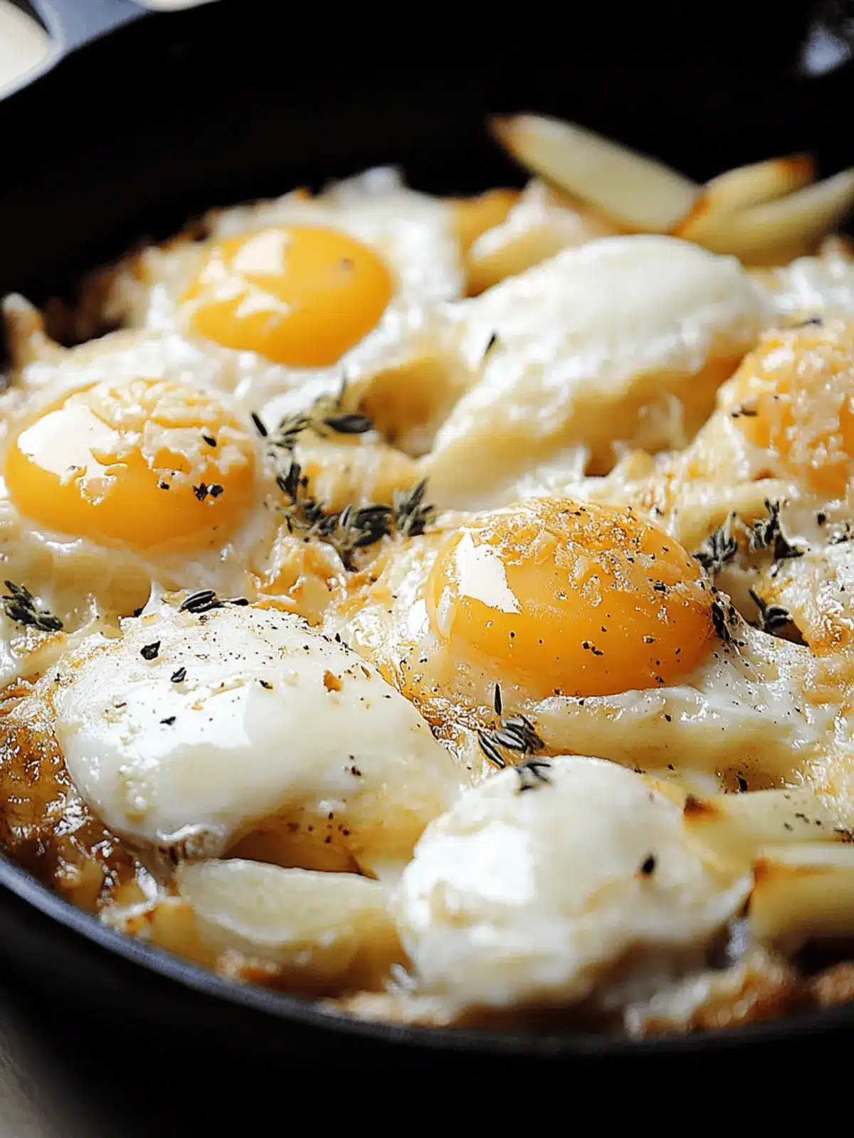 Baked eggs with onions and cheese