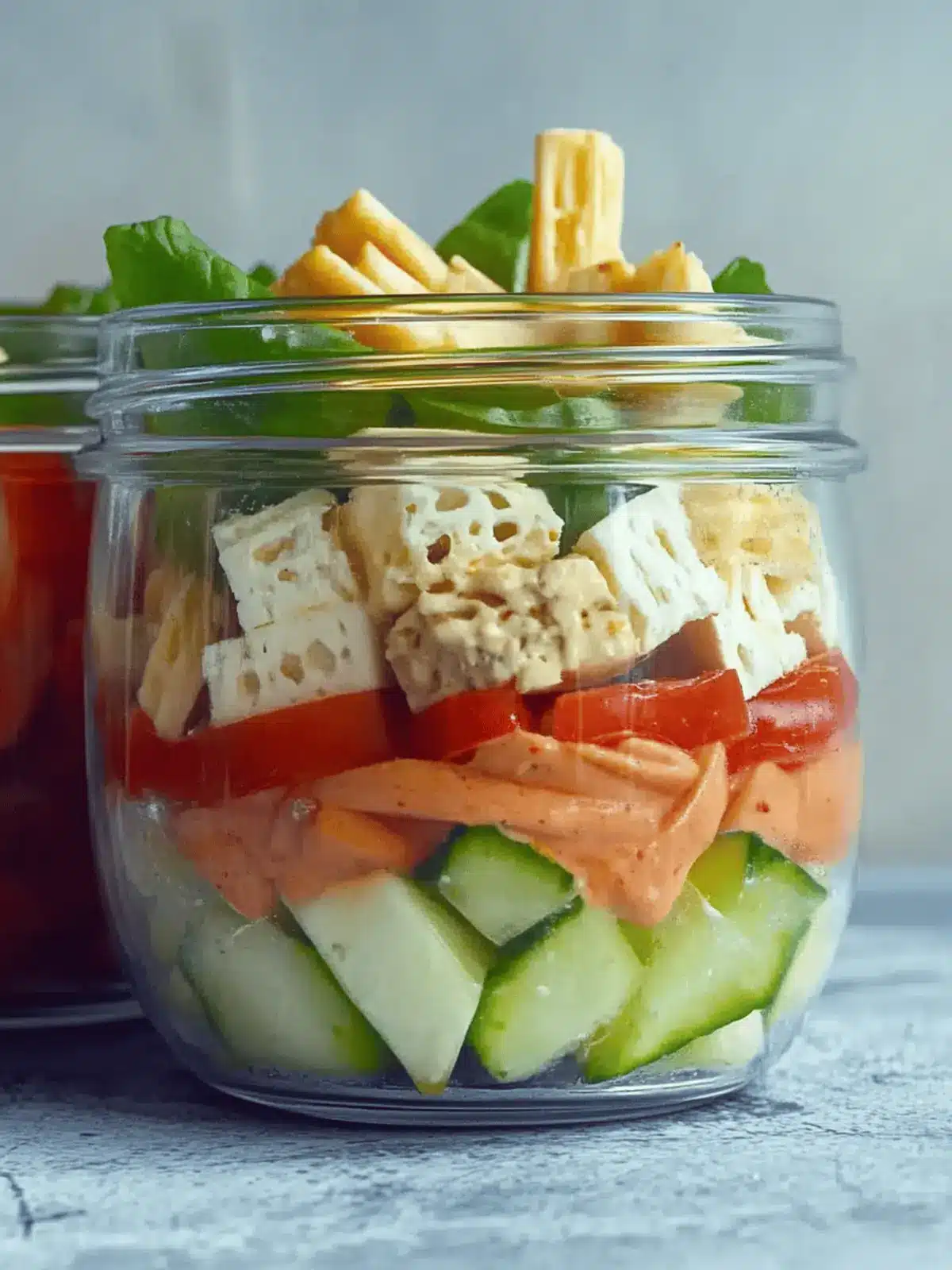 Mahlzeitenvorbereitung Salat im Glas