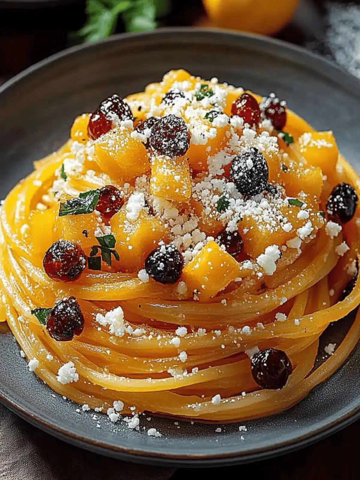 Kürbispasta mit Feta