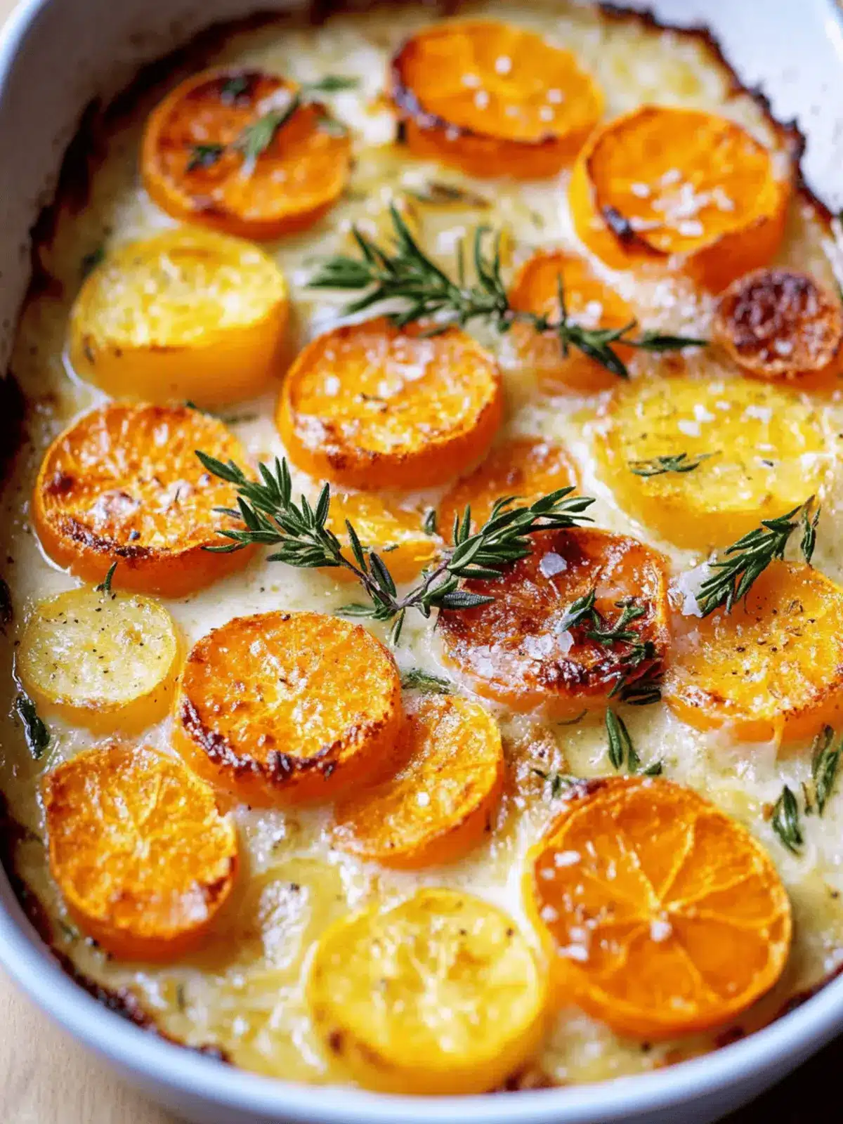 Cremiger Kürbis- und Kartoffelauflauf