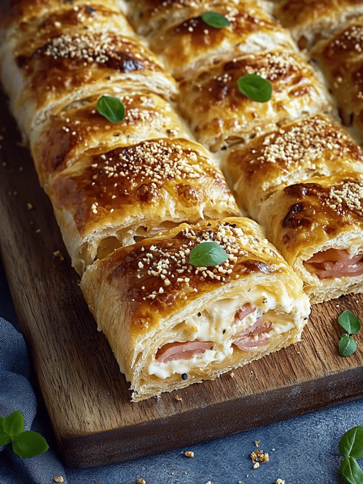 Blätterteig gefüllt mit Schinken und Käse – Ein Genuss 2 Blätterteig gefüllt mit Schinken und Käse