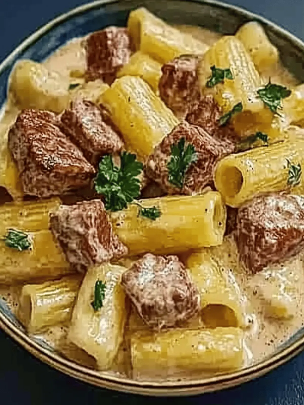 Cremige Parmesan-Rinder mit Rigatoni-Nudeln