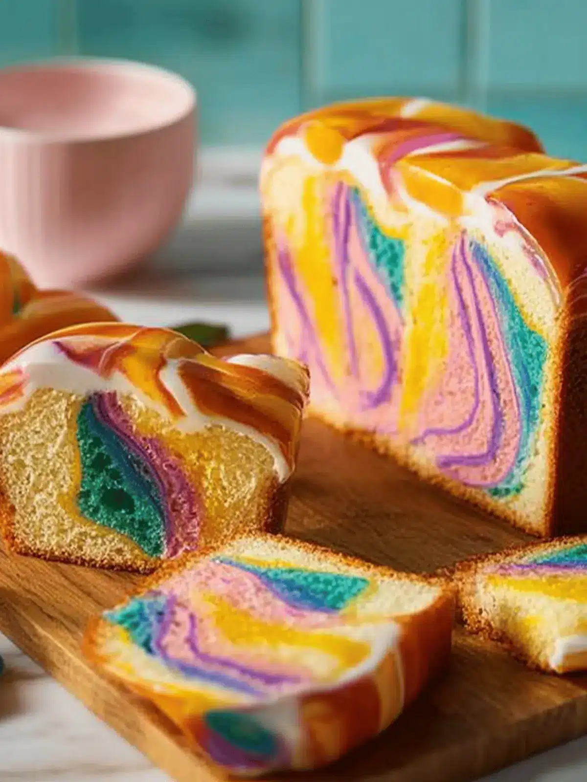 Bunter Marmorkuchen: Ein Farbenfrohes Kuchenerlebnis 2 Bunter Marmorkuchen