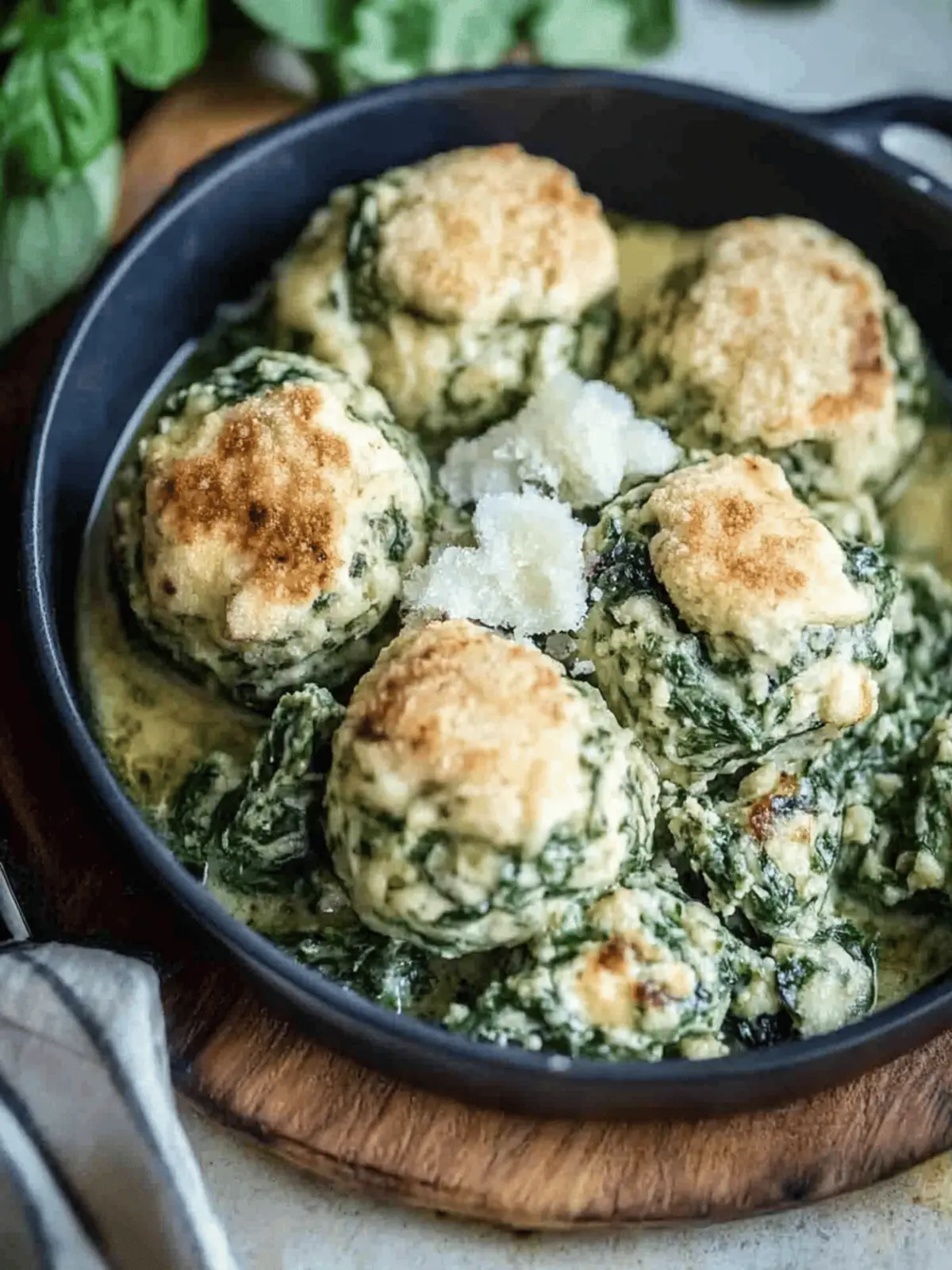 Spinatknödel als Hauptgericht