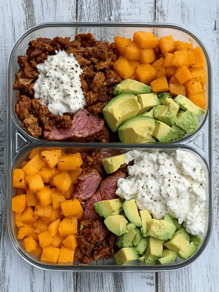 Viral Süßkartoffel Taco Rinderfleisch & Hüttenkäse Mahlzeiten Vorbereitungs Schalen