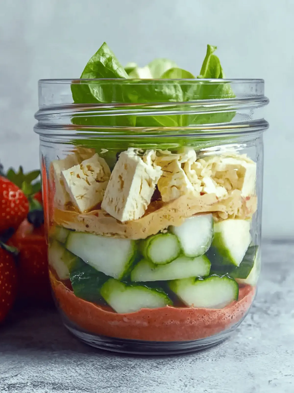 Mahlzeitenvorbereitung Salat im Glas