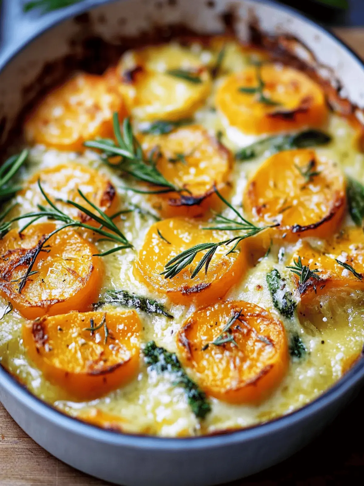 Cremiger Kürbis- und Kartoffelauflauf