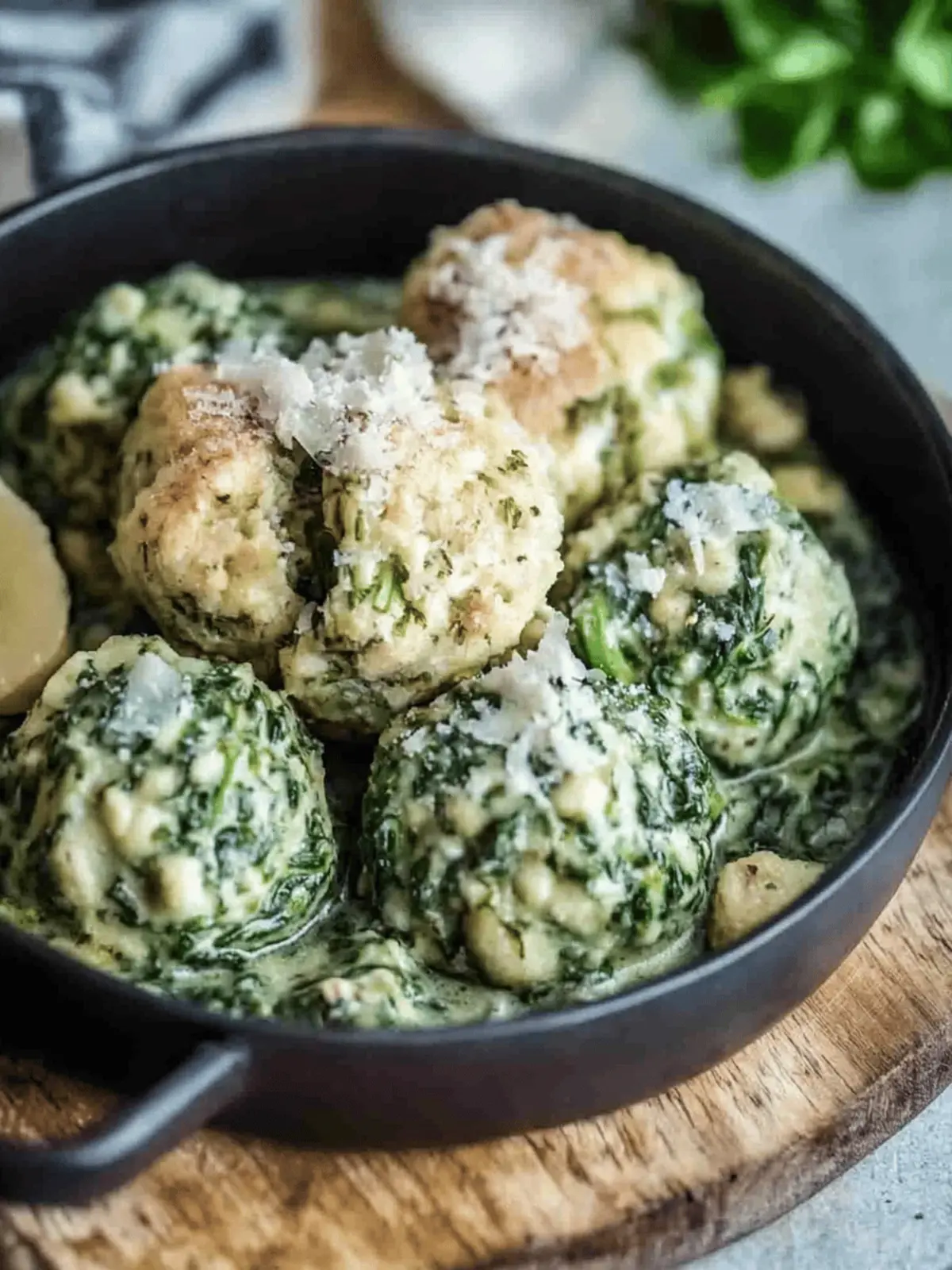 Spinatknödel als Hauptgericht