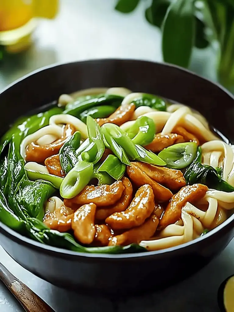 Teriyaki-Hühnchen-Udon-Nudeln mit Choy Sum