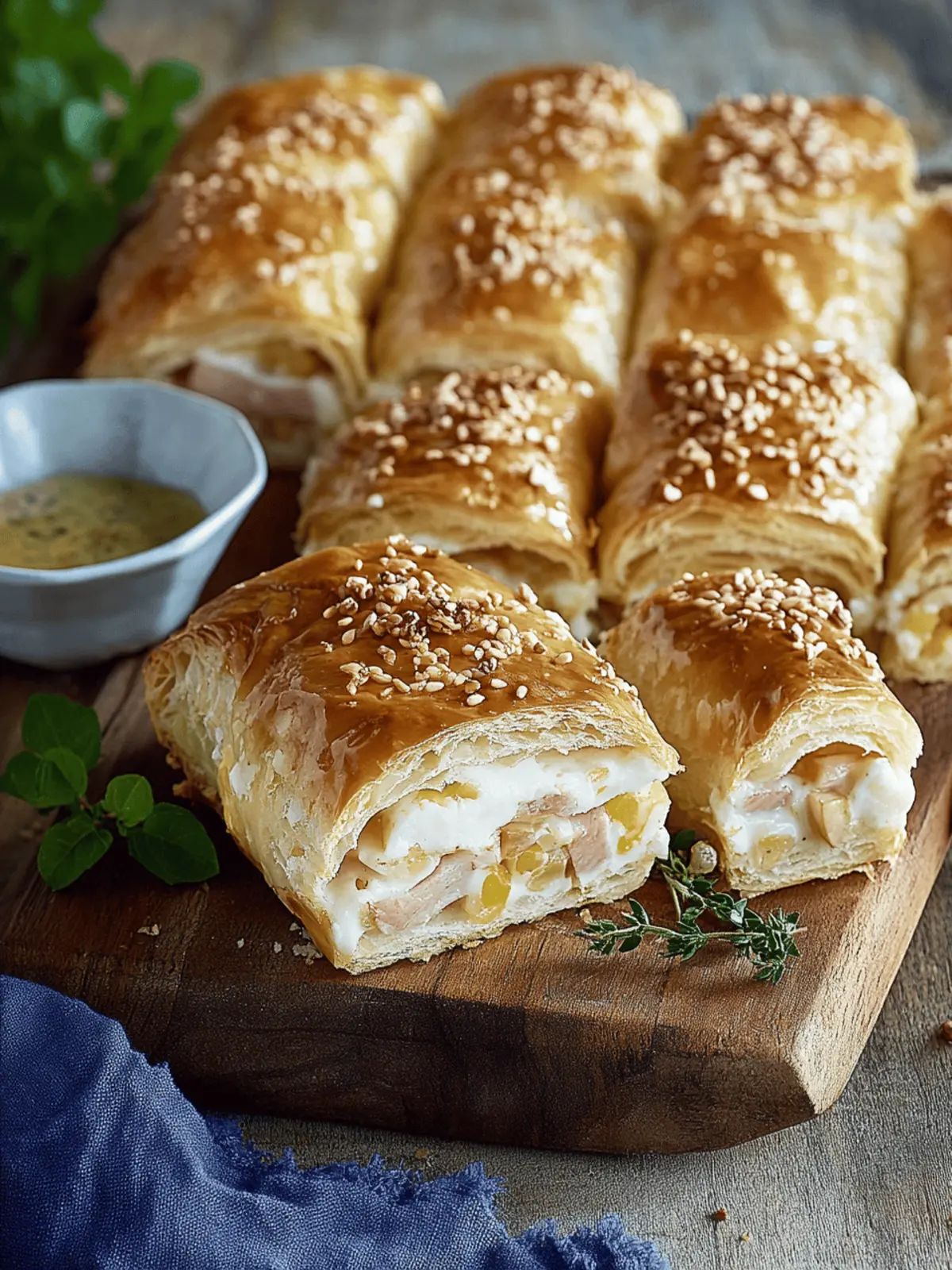 Blätterteig gefüllt mit Schinken und Käse – Ein Genuss 3 Blätterteig gefüllt mit Schinken und Käse