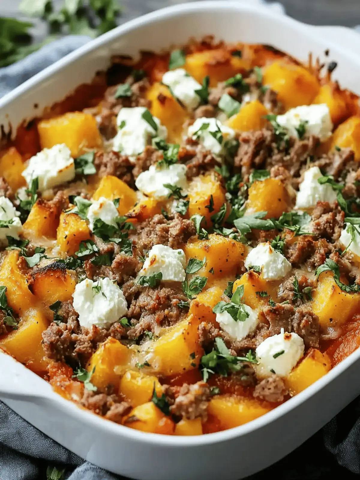 Süßkartoffel und Hackfleischauflauf mit Feta