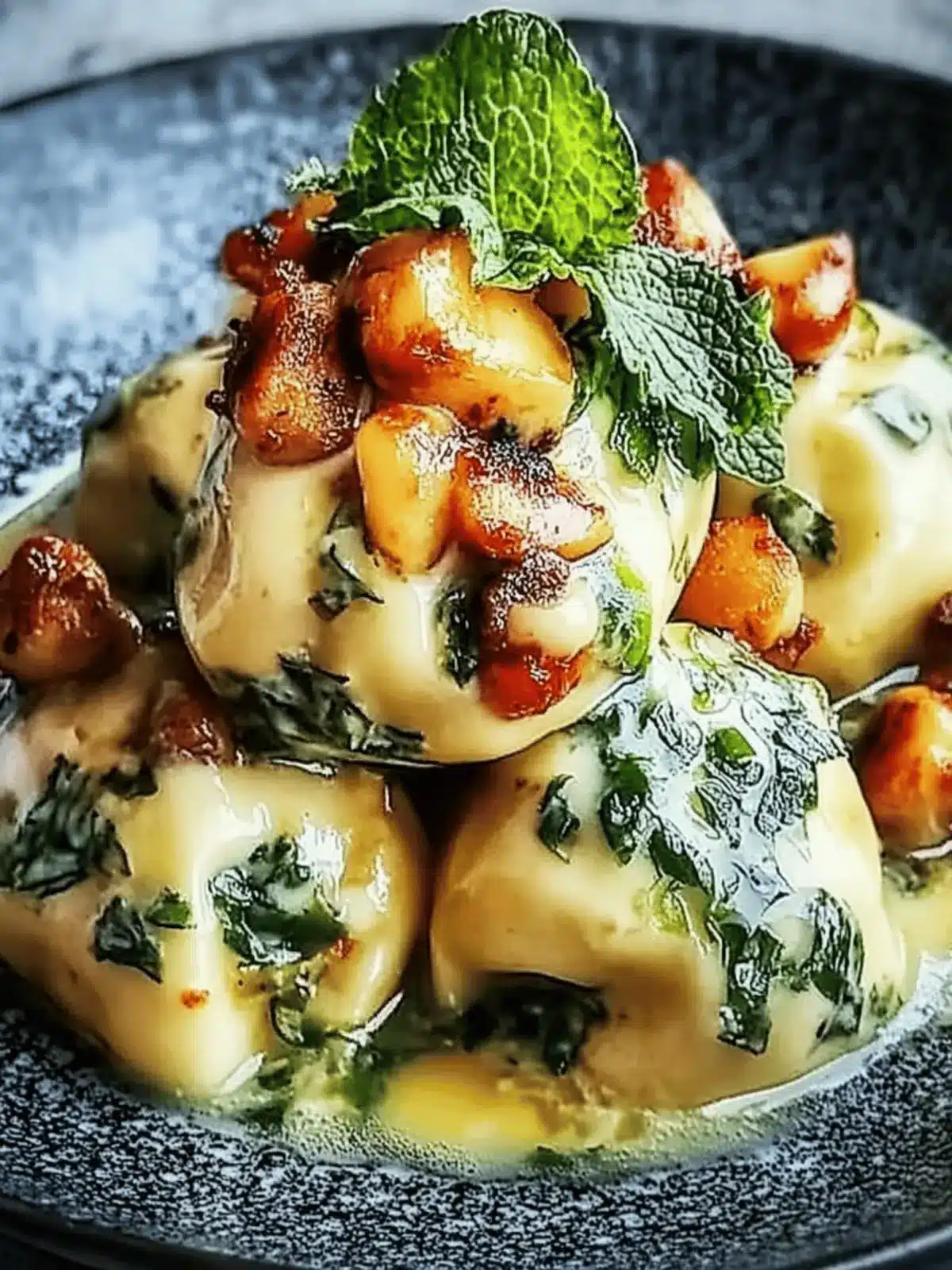 Spinatknödel mit Pilzragout: Herzhaft & Vegetarisch 4 Spinatknödel mit Pilzragout