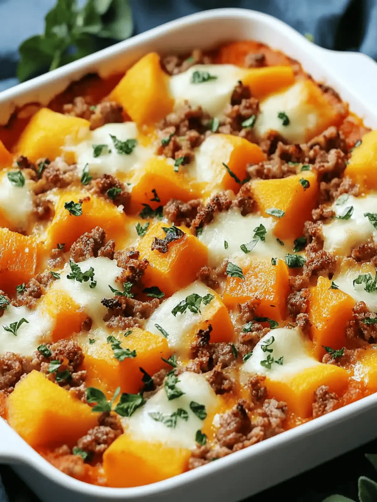 Süßkartoffel- und Hackfleischauflauf mit Feta