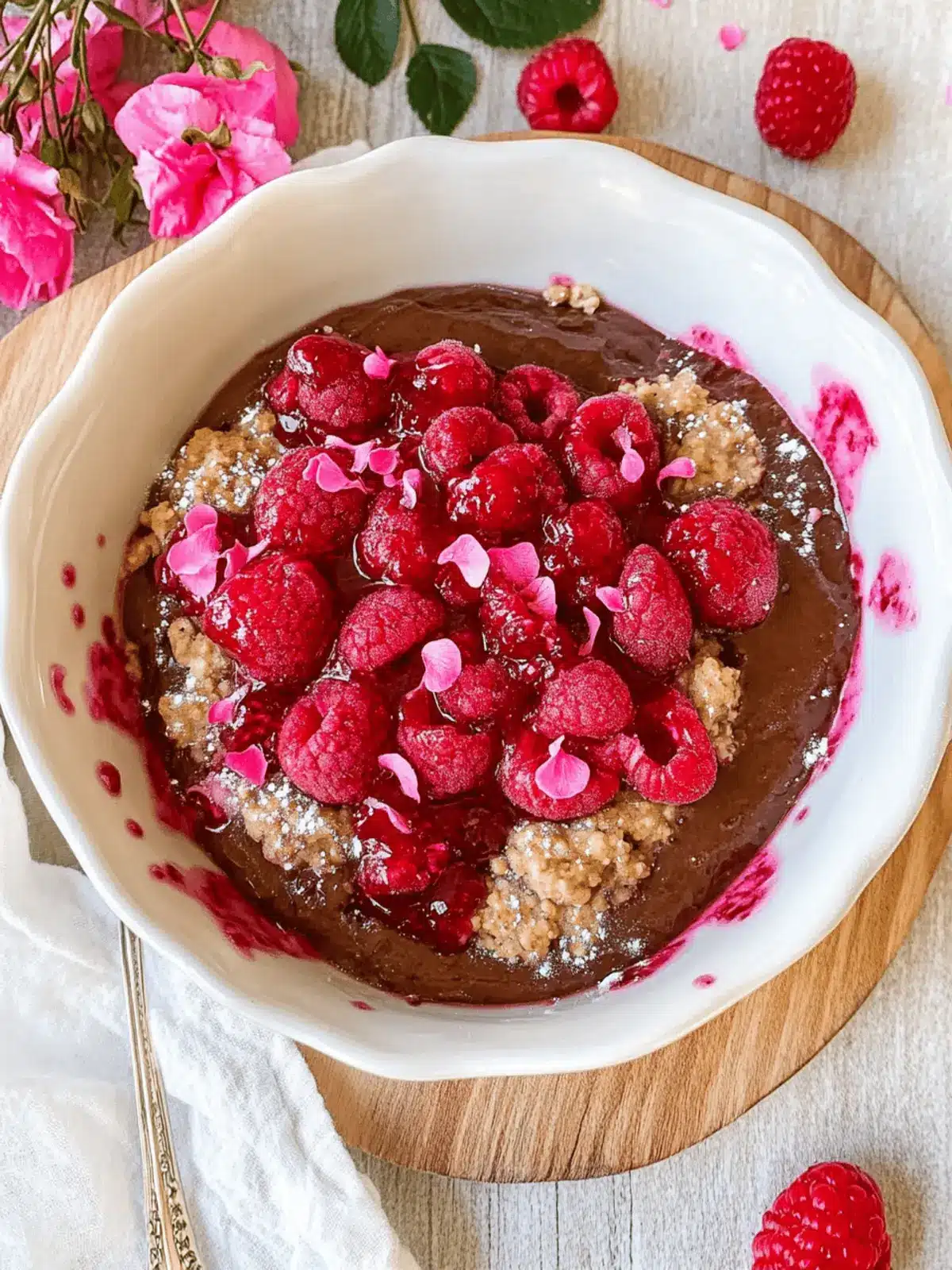 Vegane gebackene Haferflocken mit Himbeeren