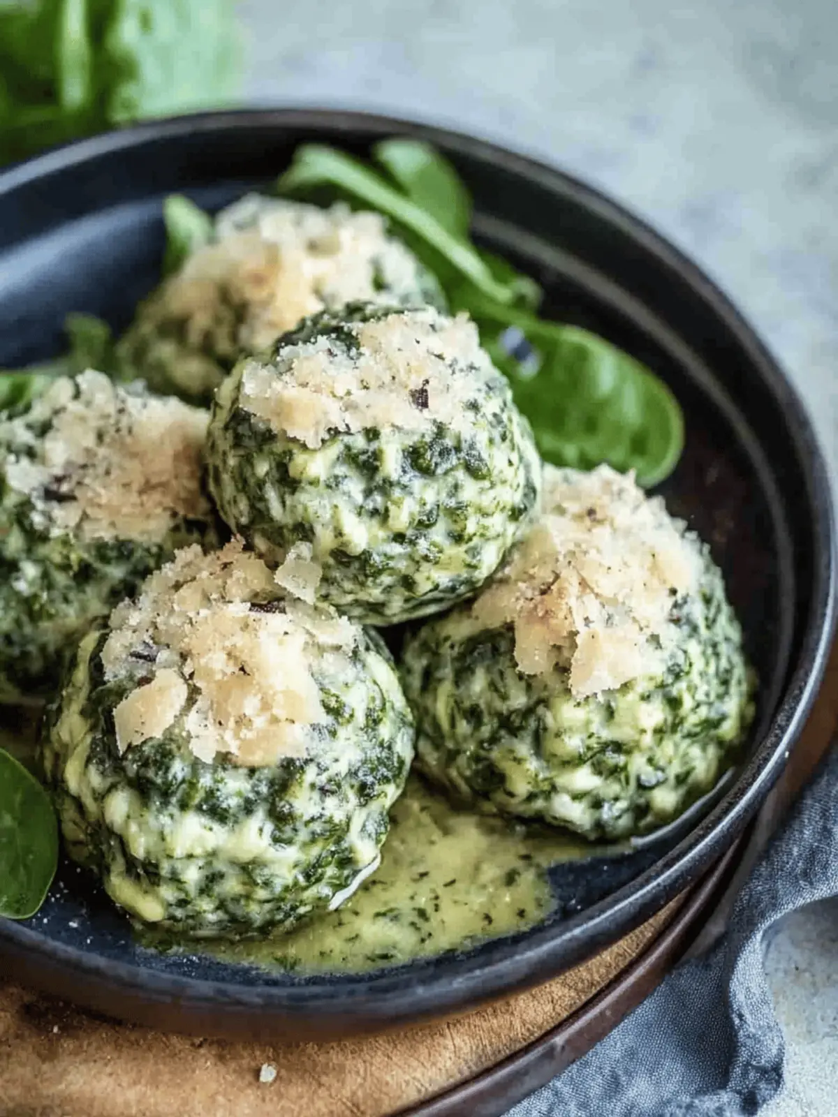 Spinatknödel als Hauptgericht