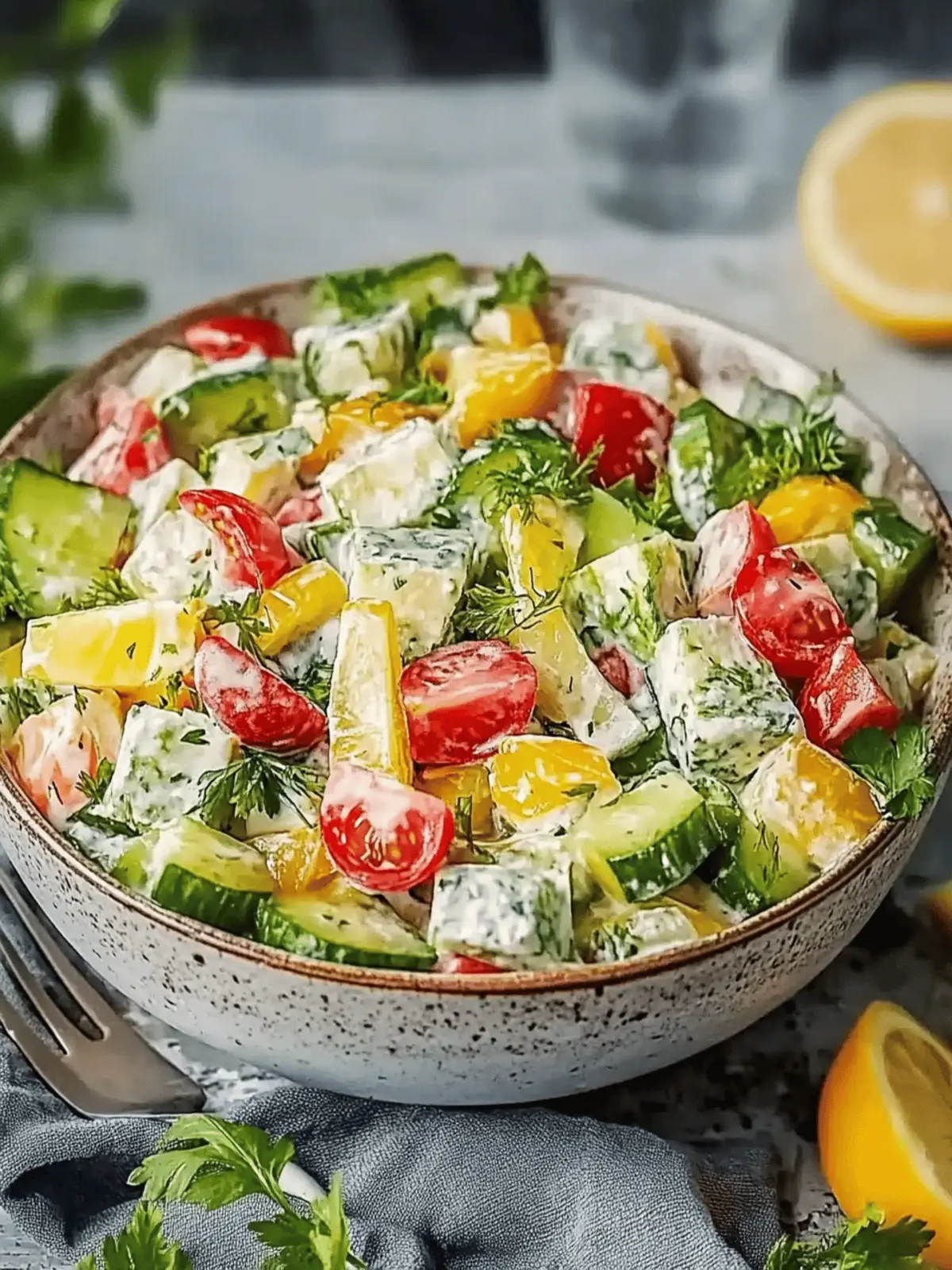 Leckerer Übernachtensalat mit cremigem Dressing