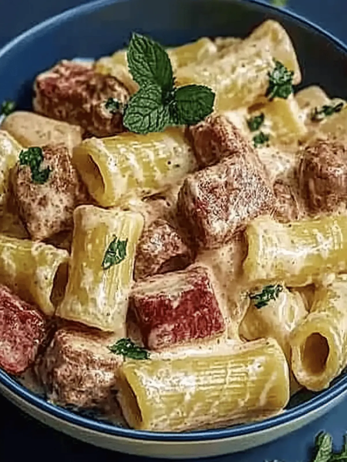 Cremige Parmesan-Rinder mit Rigatoni-Nudeln