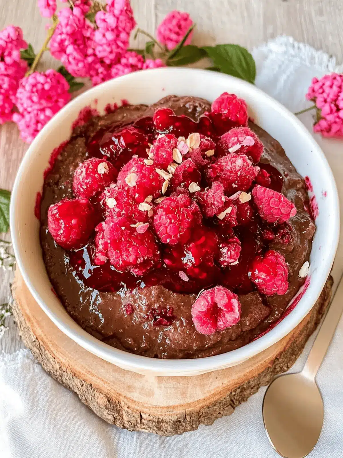 Vegane gebackene Haferflocken mit Himbeeren