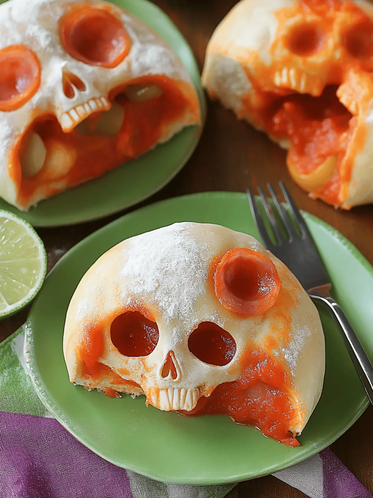 Halloween Pizza Schädel